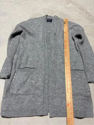 Abercrombie & Fitch Light Gray Open-Front Cardigan small thumbnail 2