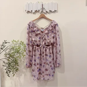 En Saison Annabel Purple Floral Open Back Mini Dress Size L NWT thumbnail 4