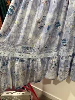 Anthropologie Lace Trim Floral Maxi Dress Large NWT Blue Cottagecore thumbnail 7