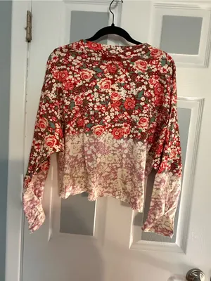 Free People Inspire Floral Printed Layer in Faded Poppy Red thumbnail 3