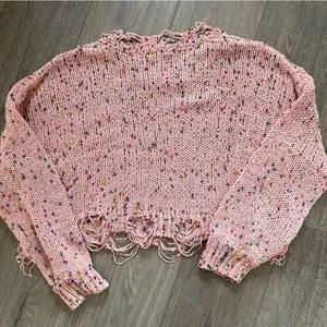 Wild Honey Pink Confetti Distressed Sweater Size: M thumbnail 6