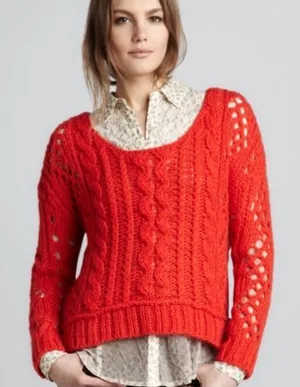Free People "Wildfire" cable knit sweater size medium thumbnail 1