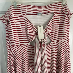 Anthropologie Maeve Caleta Handkerchief Red Stripe Strapless Dress XL New thumbnail 10
