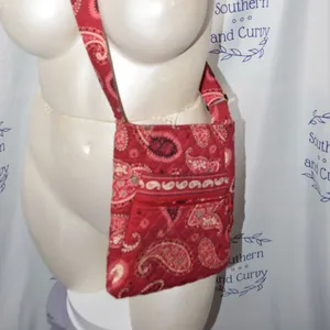 Vera Bradley Crossbody Handbag, "Mesa Red-2006", Zip Closure, Paisley Pattern thumbnail 2