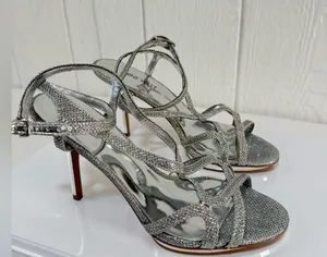Nine West Sparkling Silver Strappy Heels thumbnail 1