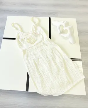 ✨ NWT RIHOAS White Textured Plissé Mini Dress w/ Pearl Straps (Size XS) 🤍 thumbnail 8