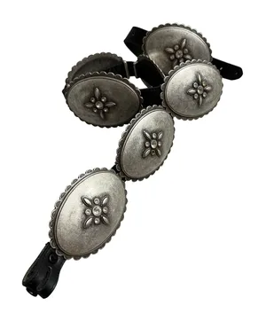 Unbranded Belt Womens Black Silver Pewter? Concho Rhinestone Western Leather 37" thumbnail 1