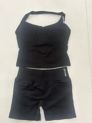 DFYNE set black medium shorts and top new without tags thumbnail 5