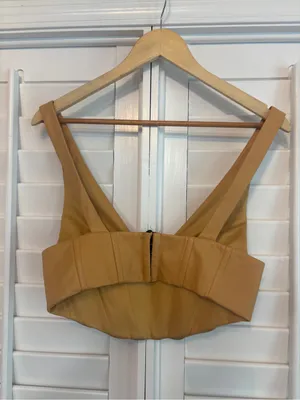 Zara Gold Faux Leather Crop Tank Size Small thumbnail 2