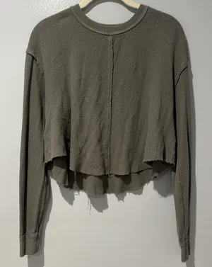 Free People Movement Women's Thermal Cropped Top Sz M Boho Chic Cozy Relaxed thumbnail 1