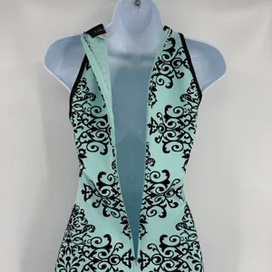 B Darlin Velvet Floral Bodycon Dress Sz 1/2 Y2K Coquette Party Club Mint Halter thumbnail 8