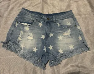 Stars Blue Distressed Jean Shorts thumbnail 1