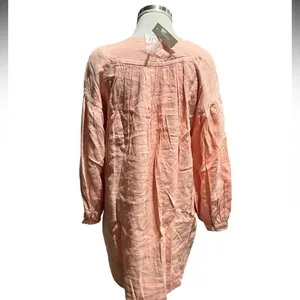 J. Crew Gathered popover dress in linen Peach Clay Size Small NWT thumbnail 8
