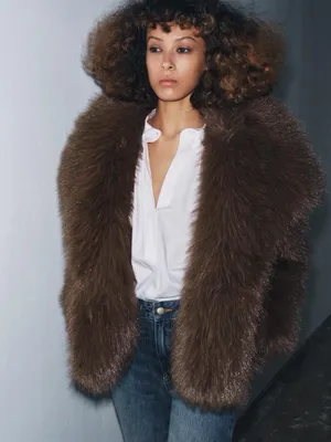Nwt Zara Zw Collection Faux Fur Short Coat Size M thumbnail 3