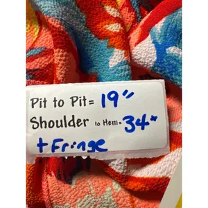 LuLaRoe Monroe Kimono Cardigan Floral Fringe‎ Coral Blue Yellow Pink Size S thumbnail 5
