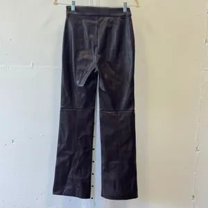 Ann Taylor Espresso Brown Faux Leather High Rise Flare Seam Front Pants 00 thumbnail 2