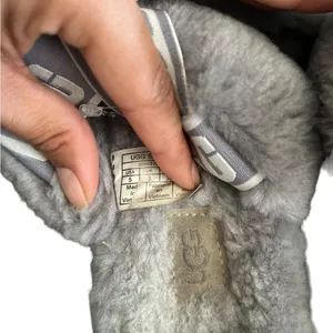 UGG Oh Yeah Fluffy Gray Sherpa Slides Slippers Sandals thumbnail 7