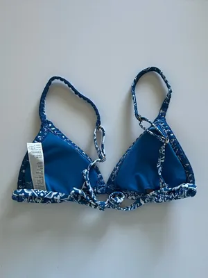 {Hollister} Brand New Blue Embroidered Stitch Triangle Bikini Top thumbnail 4