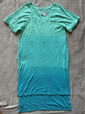 Free people Women's Palms Spring Eyelet Blue Green‎ Dress Size Xs NWT thumbnail 1