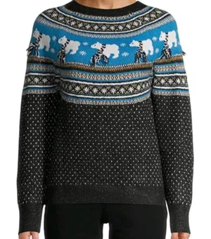 Holiday Time Polar Bear Preppy Christmas Fisherman Teacher Ugly Sweater S thumbnail 1