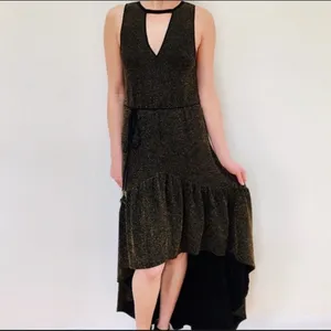 NWT Urban‎ outfitters Ecoté high low gold shimmer dress size medium thumbnail 2