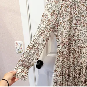 Nicholas Silk Paisley Long Sleeve Midi Dress Size 12 Mock Neck‎ Cuff Sleeve thumbnail 2