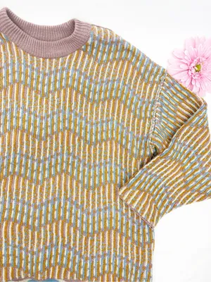 Free People Beach Malibu Pattern Textured Oversized Crew Neck Sweater Boho thumbnail 11