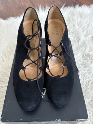 Naturalizer Macie Black Suede Lace-Up Heels Size 10.5 thumbnail 3