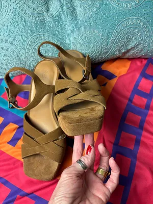 Splendid Brown Suede Crisscross Strap Heeled Sandals thumbnail 5