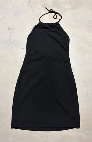 Hello Molly Black Halter mini Dress M 6 thumbnail 1