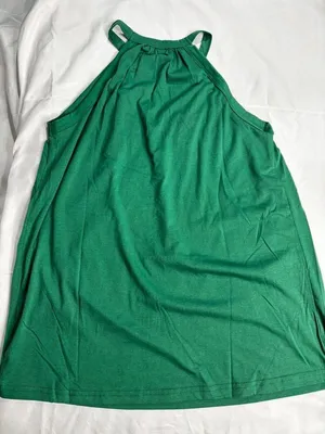 Green lace halter top with floral embroidery thumbnail 4