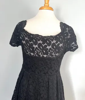 Black Eyelet Short Sleeve Off The Shoulder Dress thumbnail 3