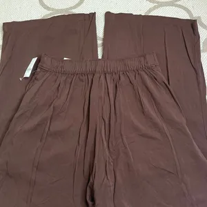 NWT Old Navy Playa Wide Leg High Rise Full Length Pants in Peppercorn Size Small thumbnail 2