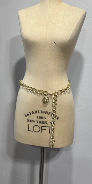 Womens Gold Tone Medallion Chunky Chain Link Belt 41" Long Y2K Party Fashion thumbnail 2
