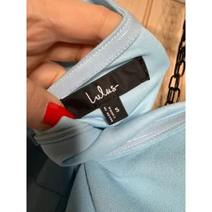 NWT Lulus Elegant Finesse Light Blue Pleated Cutout Maxi Dress Bridesmaid Size S thumbnail 7