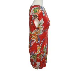 Lauren Ralph‎ Lauren Red Floral Paisley 100% Linen Shift Dress Womens S tropical thumbnail 4