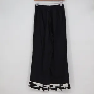 925 Attire Black Wide Leg Trousers Geometric Graphic Hem Pants Womens Medium thumbnail 4