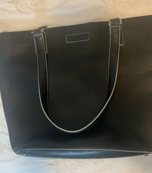 Vera Bradley Black Leather Tote Bag with Contrast Piping Large Size thumbnail 1