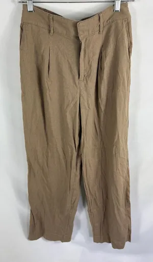 A New Day Flowy Pant Linen Blend Brown Pant Size 4 thumbnail 1