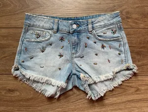 ZARA Trafaluc Embellished Denim Shorts thumbnail 1