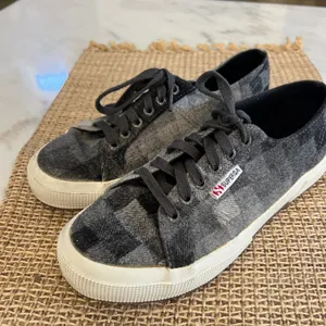Superga Plaid Flannel Low Top Sneakers Women's Size 39 EU 8 US Grey Black‎ thumbnail 3
