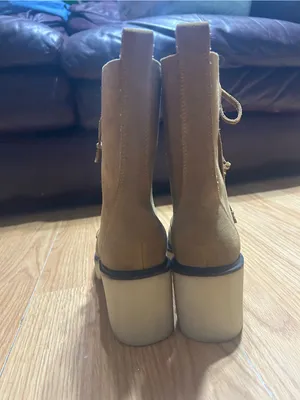 INA Mi.im Tan Suede Lace-Up Chunky Heel Ankle Boots thumbnail 5