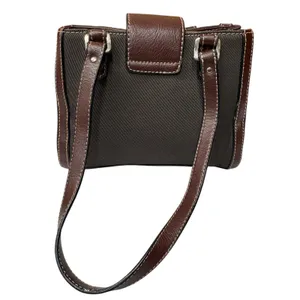 Vintage Etienne Aigner Mini Satchel Brown Leather Trim Canvas Shoulder Purse thumbnail 6