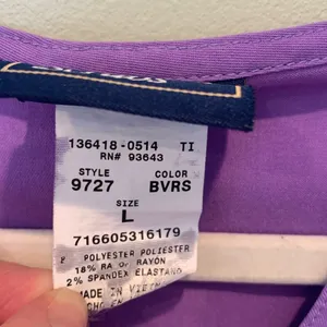 Sanibel Scrubs Women’s Large Light Purple Faux Wrap Short Sleeve Scrub Top thumbnail 10