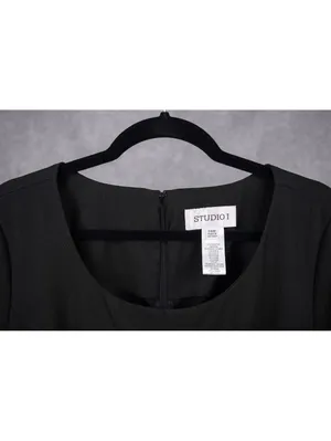 Studio I Black Pleated Sheath Dress Sleeveless Office Business Plus Size 24W thumbnail 3