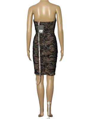 HOUSE OF CB Amaya Embroidered Lace Corset Strapless Dress, Black, XS thumbnail 6