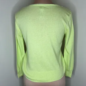 Aeropostale Cardigan Sweater Medium Womens Green Knit Lightweight Cotton V-Neck thumbnail 2