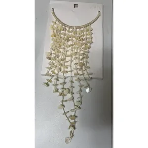 Zara Faux Shell Mother of‎ Pearl Cascading Statement Piece Necklace Bib Summer thumbnail 2