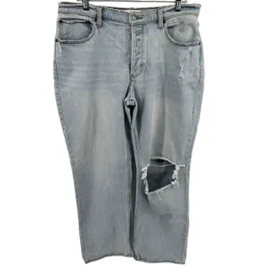 Abercrombie & Fitch The 90s Baggy Low Rise Jeans Button Light Wash Blue 31/12 thumbnail 2