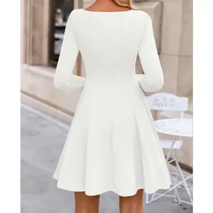 NEW Long Sleeve Crewneck Pleated A Line Career Travel Mini Dress M thumbnail 2